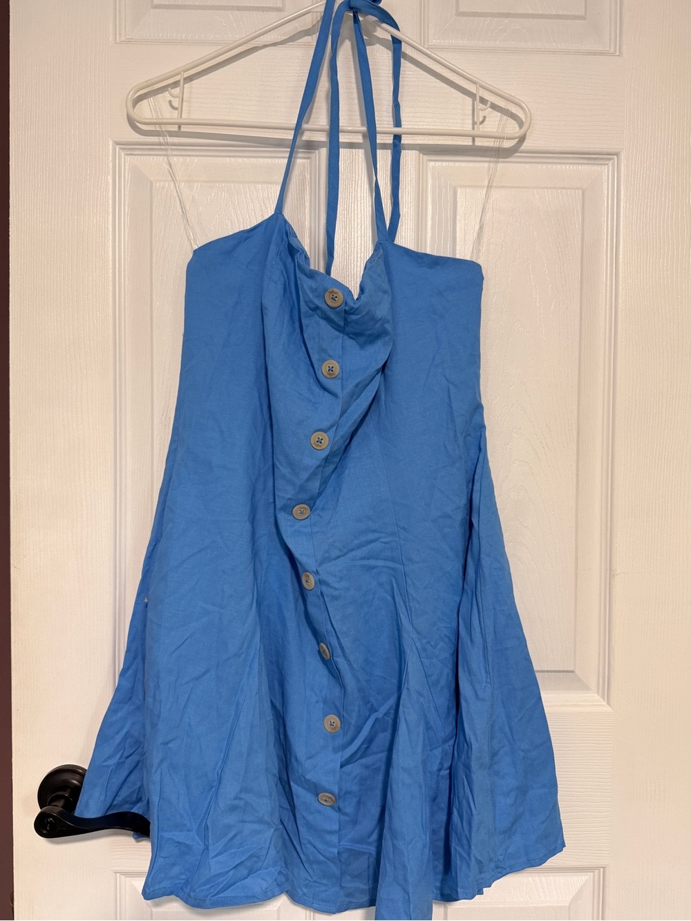 Target Blue Halter Button-Front Mini Dress
